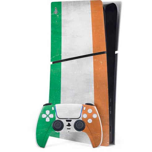Ireland Flag Distressed PS5 Slim Digital Edition Console Skin
